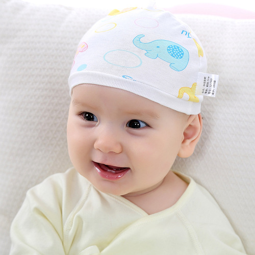 阳光菊婴儿用品纯棉双面布单层胎帽 新生儿胎帽无骨婴儿胎帽3-6月