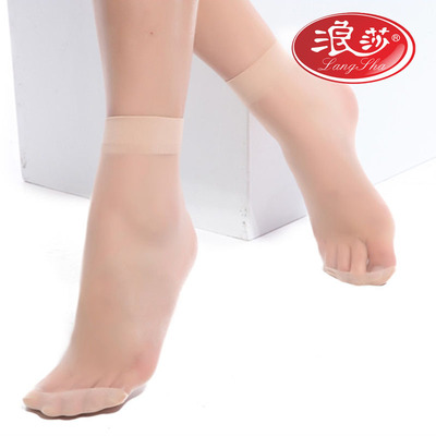浪莎夏季超薄款透明包芯丝短袜防脱丝脚尖加固女士短丝袜⑤双装|ru