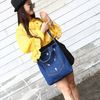 Retro denim one-shoulder bag, bag strap, handheld shopping bag with zipper, 2022 collection, Japanese and Korean