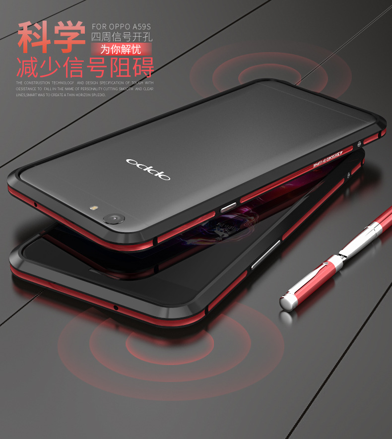 Luphie Bicolor Blade Sword Slim Light Aluminum Bumper Metal Shell Case for OPPO A59s & OPPO A59