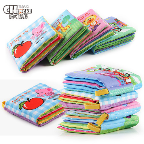 2017 foreign trade baby cloth book early education toy baby English cognitive palm book can not be torn with sound paper BB cry