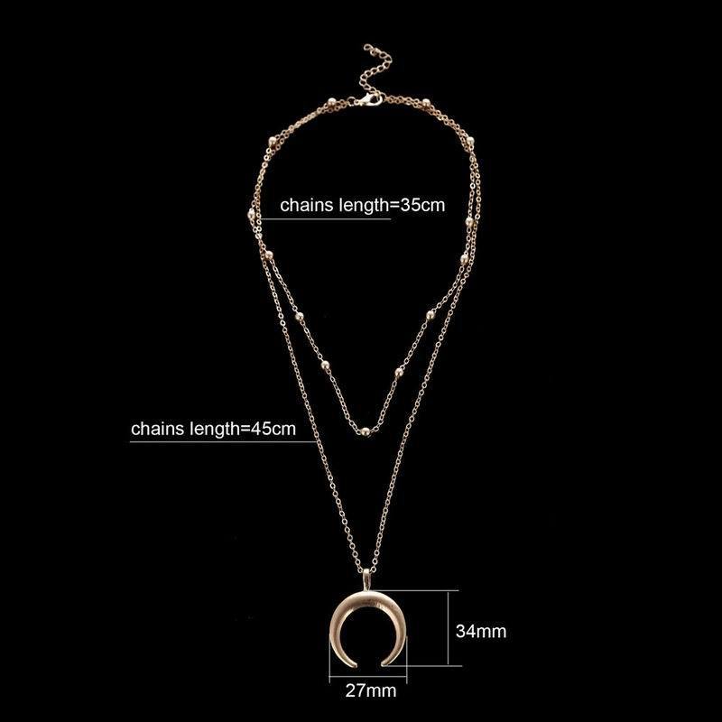 Bohemian Handmade Copper Ball ChainDouble Angle Necklace