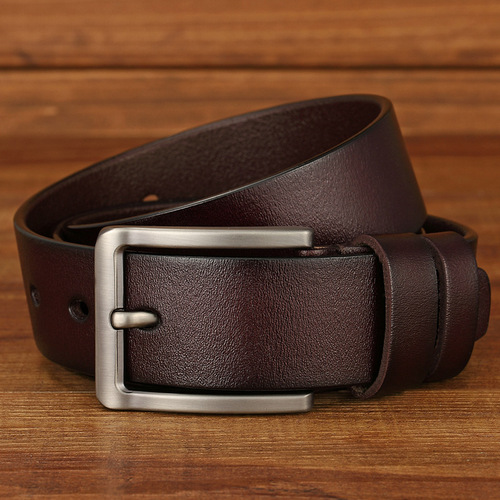 New Cross-Border Belt Men's Pin Buckle Genuine Leather Belt Supply Casual Cowhide Belt Manufacturer Wholesale Delivery
