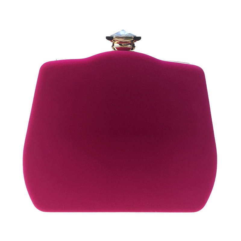 Túi clutch nữ dạ tiệc nhung hình quả bầu đính đá hộp cứng kèm dây xích — Màu đỏ, Màu đỏ rượu, Màu tím, Màu xanh lam chi tiết 5