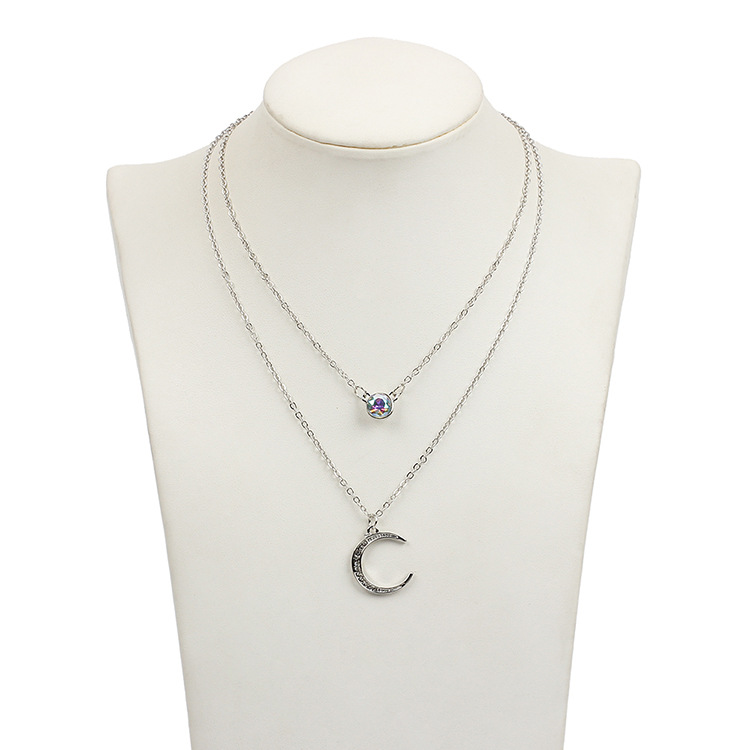 9g Weight Necklace Classification Women'S Gender Gold, Silver Color Hot-selling  Moon Pendant Multilayer Necklace Wholesale 4