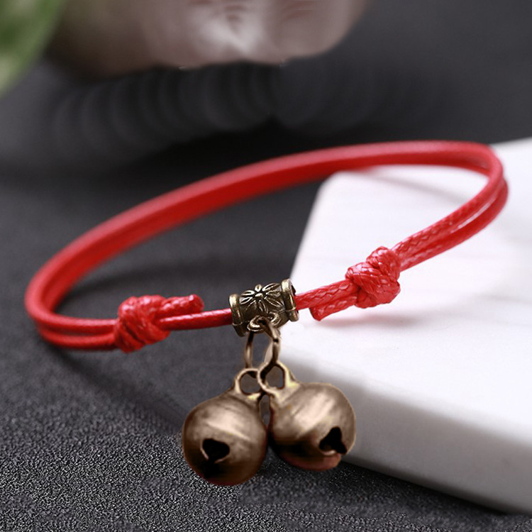 S1韩版时尚铃铛手链儿童男女手绳学生手镯简约情侣首饰闺蜜复古