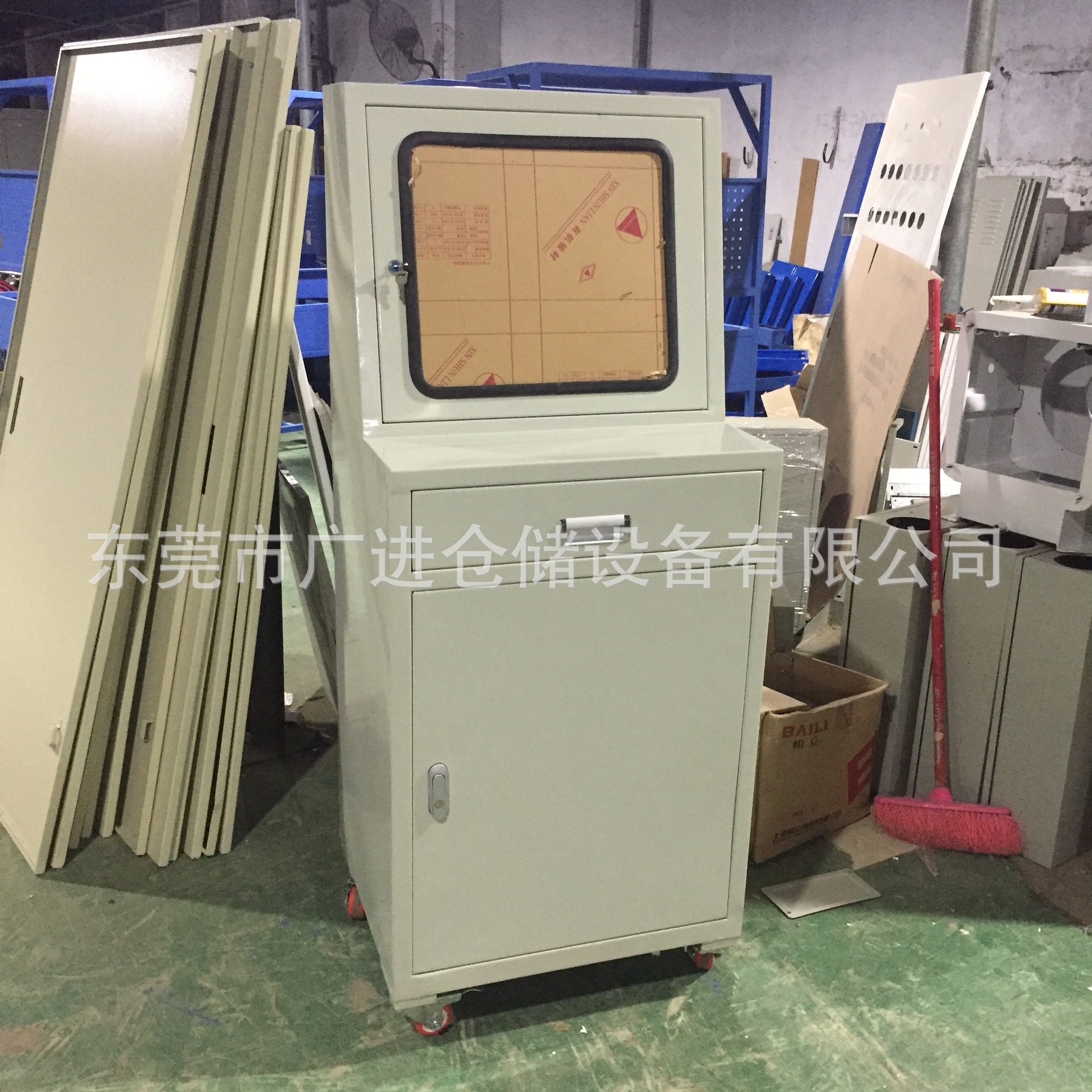 厂家供应工业电脑柜 车间立式移动带亚克力玻璃电脑控制柜