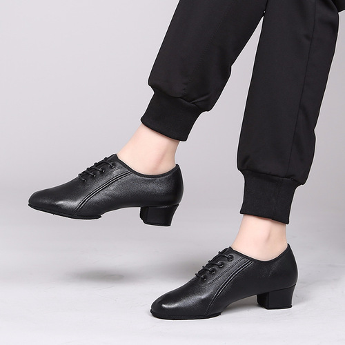 New men's dance shoes genuine leather dance shoes Latin dance shoes indoor cowhide modern dance shoes children's dance shoes square