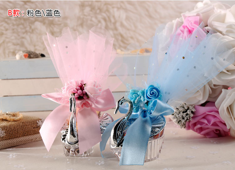 欧式创意水晶小天鹅喜糖盒 西式婚礼糖果盒子婚庆用品塑料喜糖盒详情图9