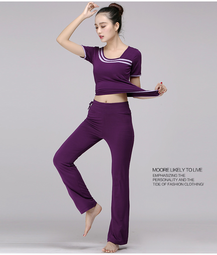 Purple trousers, with short sleeve, loose straight fit