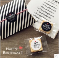 烘焙經典 黑白生日快樂封口貼 烘焙包裝禮品貼 1張8枚