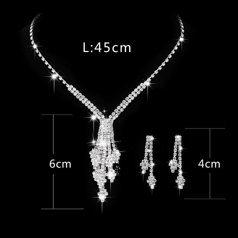 Fashion Tassel Copper Plating Inlay Rhinestone Earrings Necklace display picture 4