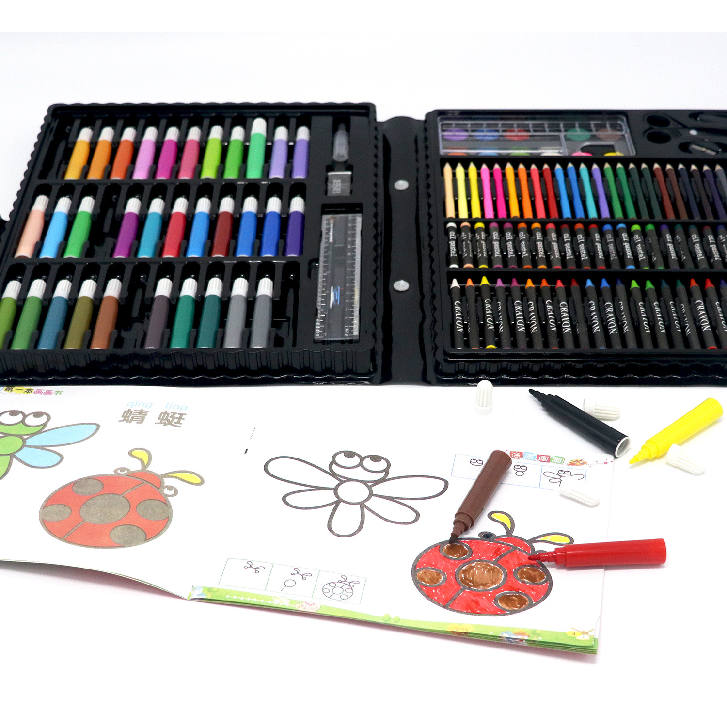 木盒儿童开学画画笔文具美术用品水彩笔套装绘画套装美术用品批发详情5