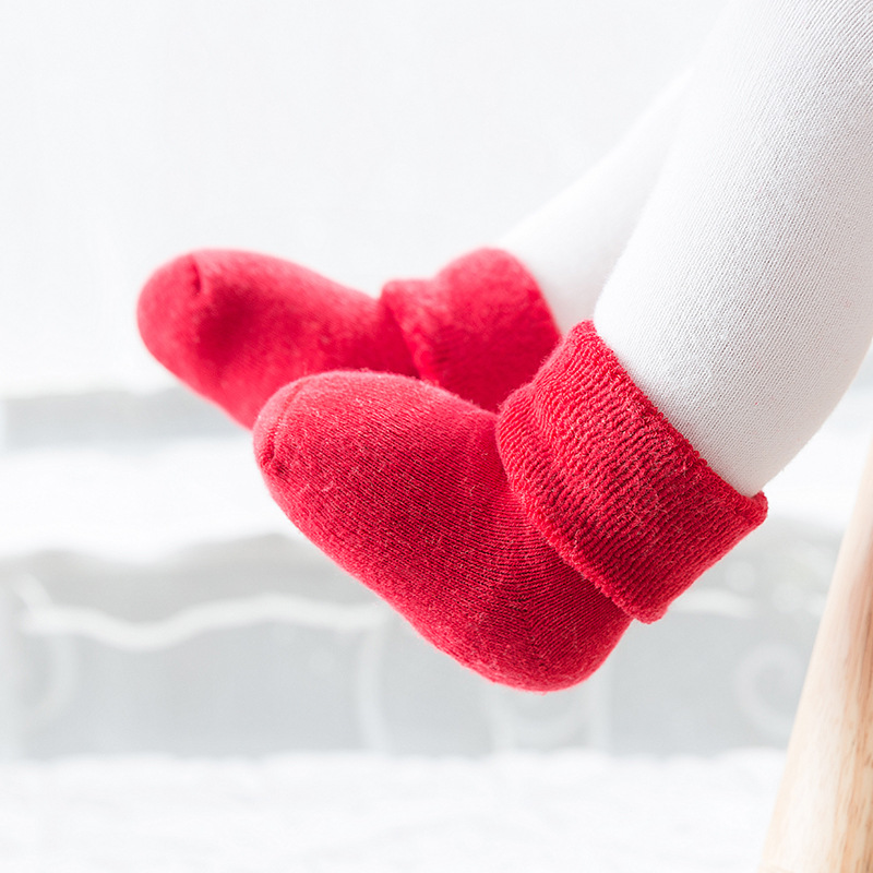 Año DE NACIMIENTO engrosado bebé Terry Calcetines rojo auspicioso Año nuevo bebé calcetines media pantorrilla toalla caliente recién nacido Calcetines