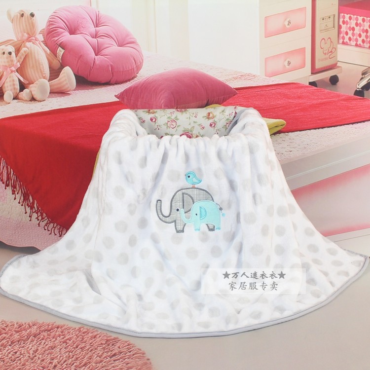 珊瑚绒毯 蓝色大象 (1)