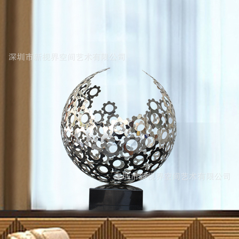 現代簡約雕塑室內家居不鏽鋼落地歐式擺件金屬創意抽象軟裝藝術品