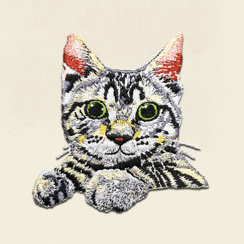 Pocket Cat Embroidered Patch with Adhesive Back, Creative Decorative Animal Sticker, Hole-Repair Backing Peel-and-Stick Patch