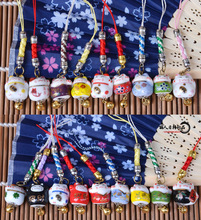 陶瓷招財貓手機鏈掛件日本和風日式情侶手工小禮品包鏈U盤mp3掛飾