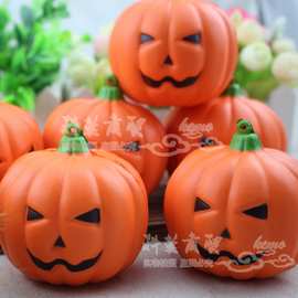 批发pu慢回弹玩具squishy仿真工艺品南瓜 创意笑脸外贸南瓜摆件物
