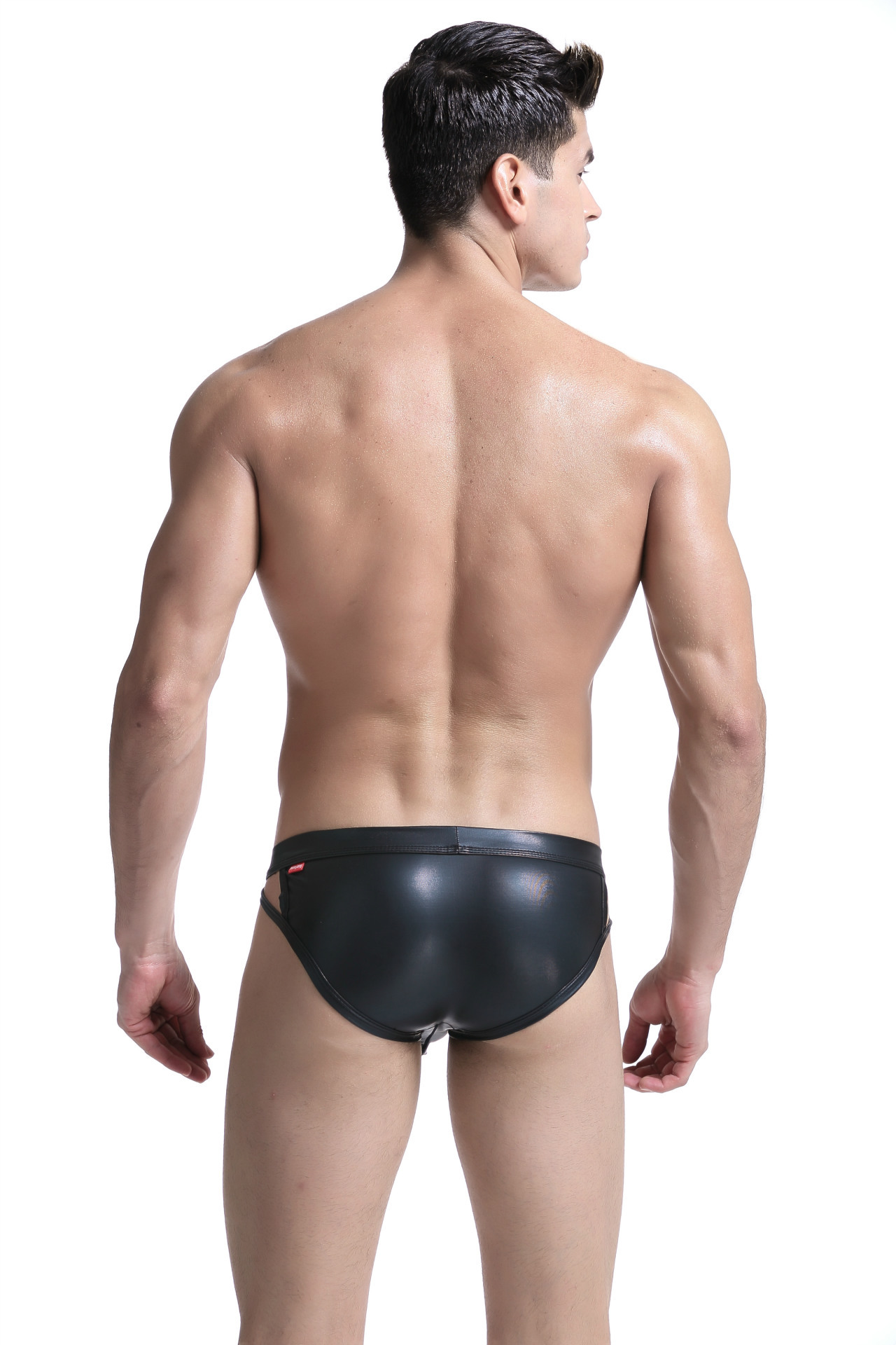 Gato al por mayor se Comercio exterior ropa interior de los hombres cuero imitación cuero charol pu briefs