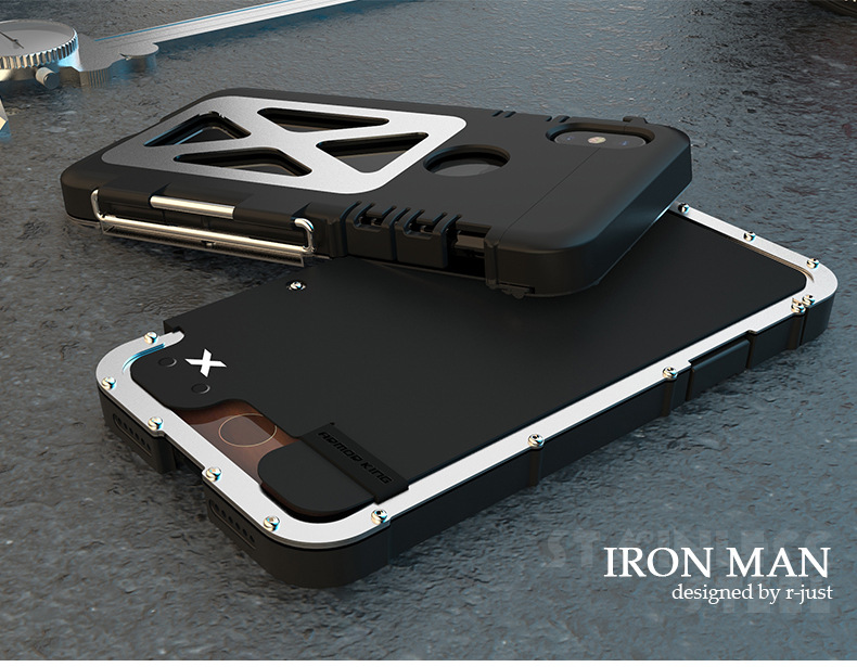 Armor King Iron Man Luxury Shockproof Stainless Steel Aluminum Metal Flip Case Cover for Apple iPhone X