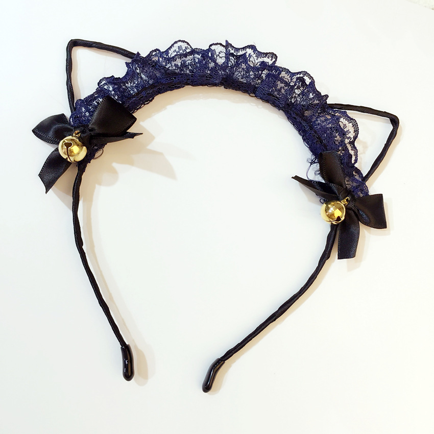 Cute Lace Cat Ears Bowknot Bell Headband display picture 2