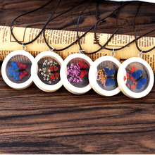 淘宝双十一备货 手工diy天然干花项链 蓝色蝴蝶樱花锁骨链 纪念品