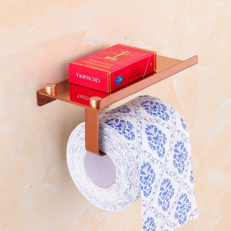 Toilet Paper Holder (SEREEY) 304 Stainless Steel with Shelf — Covered Towel Dispenser, Wall Mount