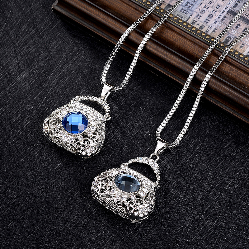 佑尊精品 钱袋长款女士水晶项链 简约毛衣链 厂家直销 地摊货源