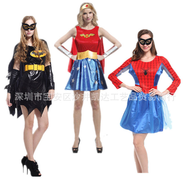 万圣节女款蜘蛛侠超人蝙蝠侠服装cos女英雄人物服饰万圣节女裙 价格 厂家 哪里买 我有货 B 5yoho Cn