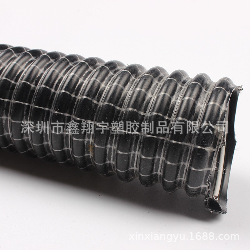耐真空负压PVC钢丝纤维增强软管 蛇皮耐高压静电 吸尘器软管|ms