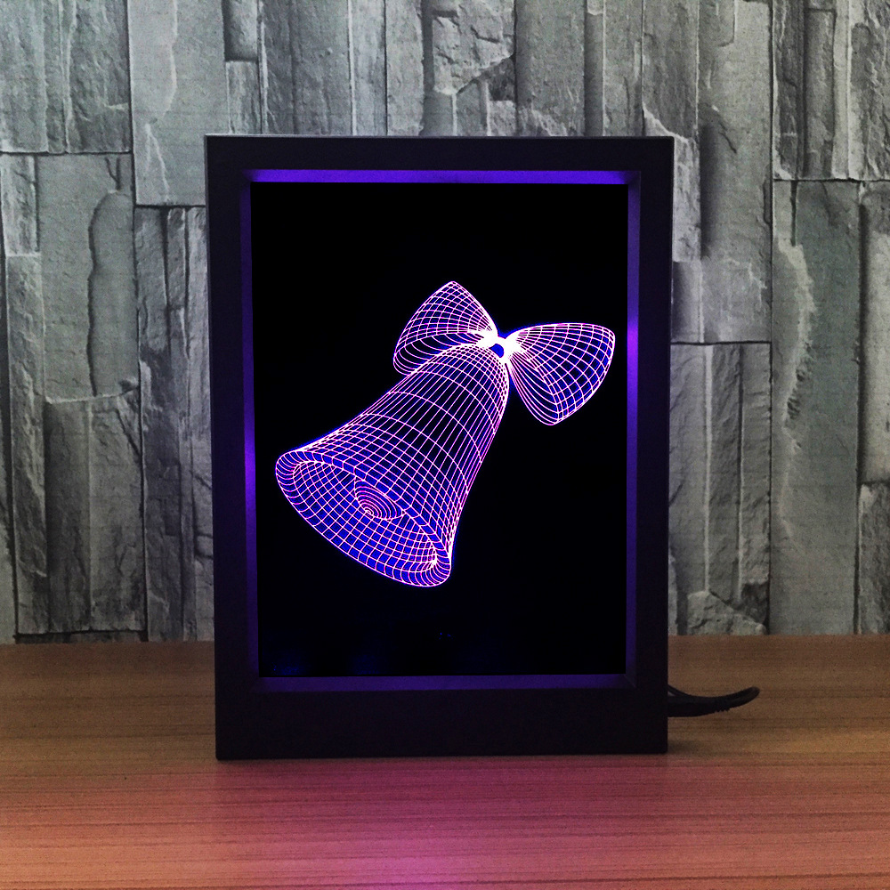 圣诞老人3D相框灯小夜灯 七彩触控遥控LED视觉灯