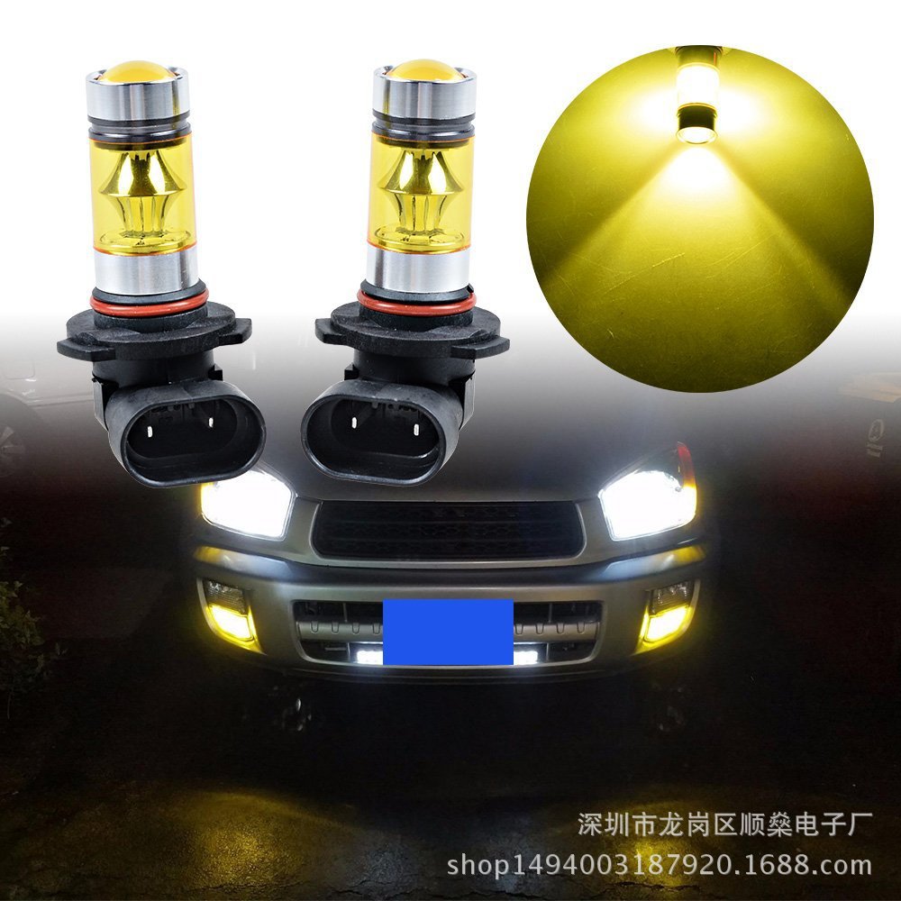 Car Led Fog Lights H8 H11 100W 20Led Golden Light High Brightness 9005 9006 H16 Anti-Fog Lights