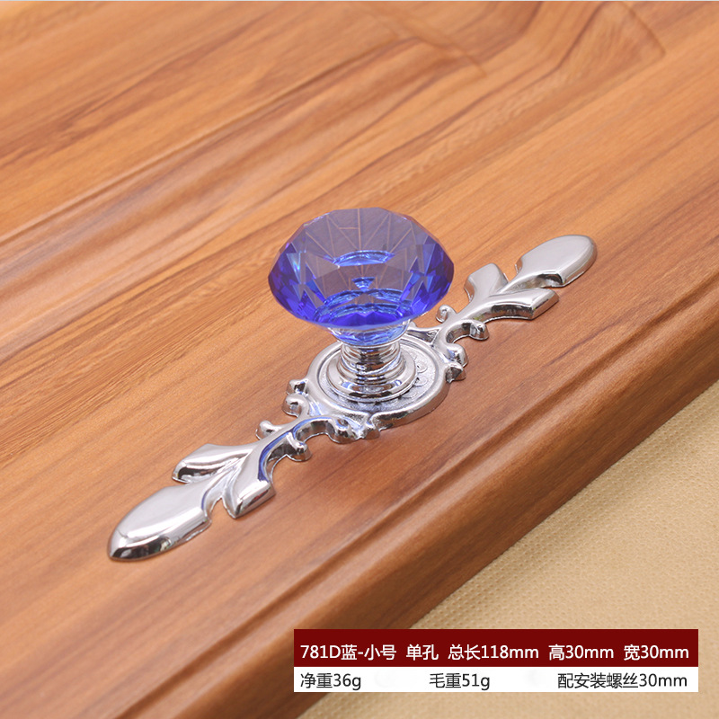 Manija de cristal estilo europeo moderno minimalista armario puerta del gabinete solo agujero plata manija inferior nueva fábrica de Ventas Directas