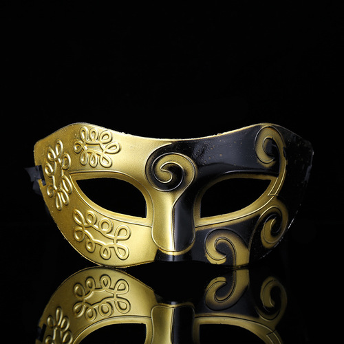 Men's and children's half-face eye mask black and white gentleman jazz fighter performance dance Venetian mask engraved 2 colors