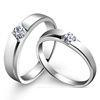 Silver accessory, zirconium for beloved, wedding ring, suitable for import, European style, Korean style