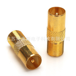 Direct selling finishing inch adapter head gold-plated F female to 9.5TV male head inch RF adapter TV plug