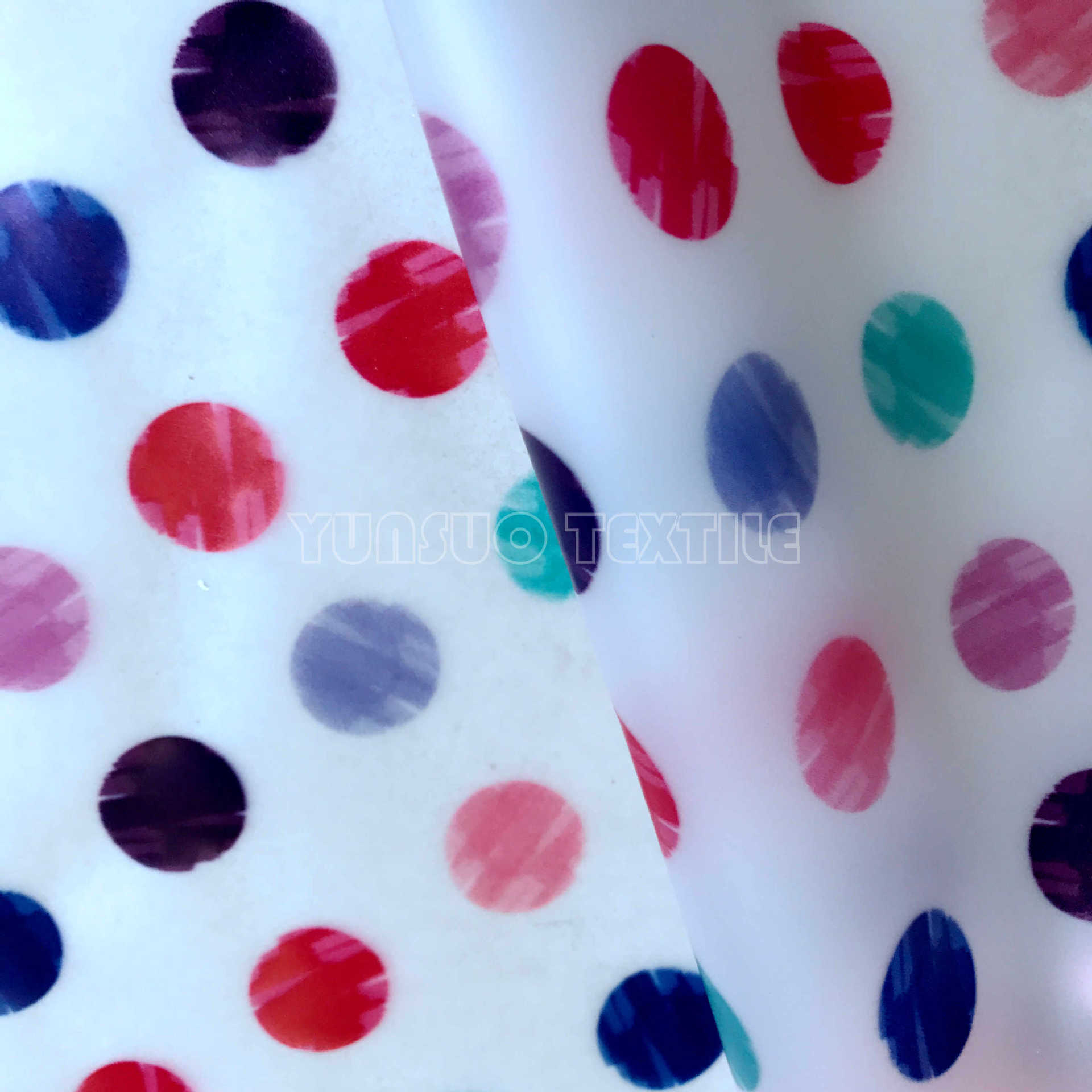 多色圆点数码印花透明PU 防水雨衣雨伞TPU聚氨酯面料