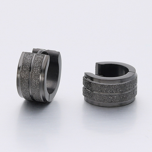  Best-Selling Minimalist Personal Titanium Steel Stainless Steel Double Sanding Men's Earrings Cross-Border Wholesale