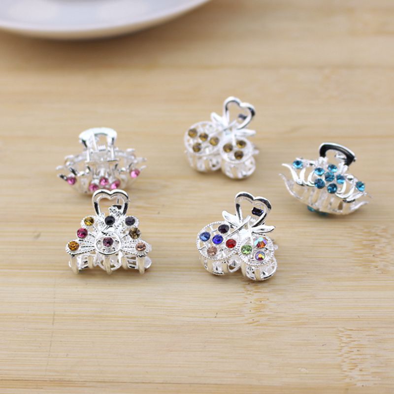 Yiwu jewelry Korean style rhinestone Opal claw clip girl alloy small size scratch mixed batch rhinestone bangs hairpin