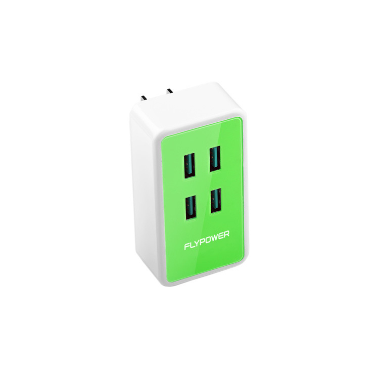 插墙式四口充USB（绿色侧面）