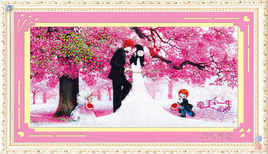 Oujin nianhua cinta bordado fábrica directa color impresión colgante pintura estable feliz sala de estar entrada pintura decorativa