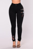europe new hot pants export holes jeans embroidered high waist pants