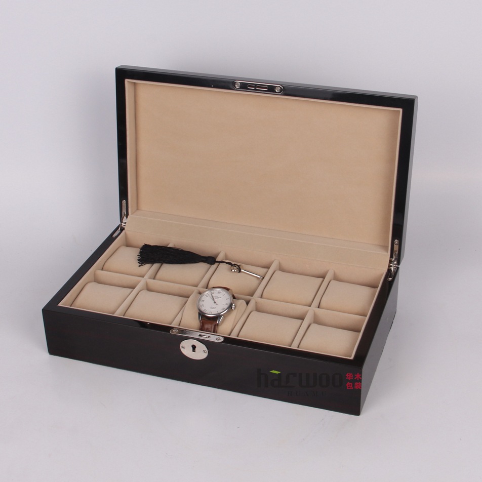 定做新款高档钢琴漆10位木质手表盒手表展示收纳手表木盒子批发