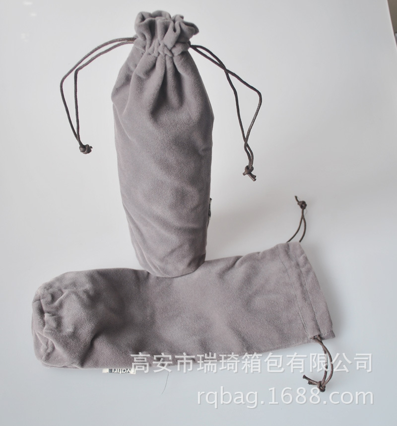 厂家现货批发圆底双层绒布袋 保温杯丝绒袋 双抽绳水杯绒布束口袋