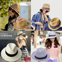 韩国版夏秋季男女毛呢礼帽太阳帽遮阳防晒沙滩度假英伦爵士草帽子