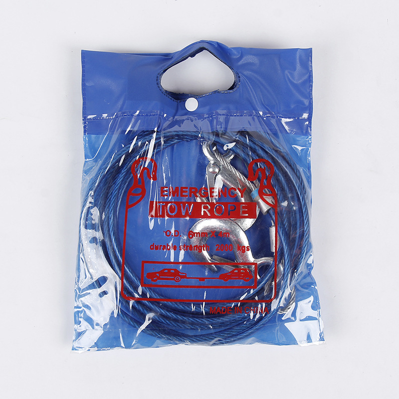 厂家批发车载牵引绳 车用强力钢丝绳 5吨4米故障救援绳批发