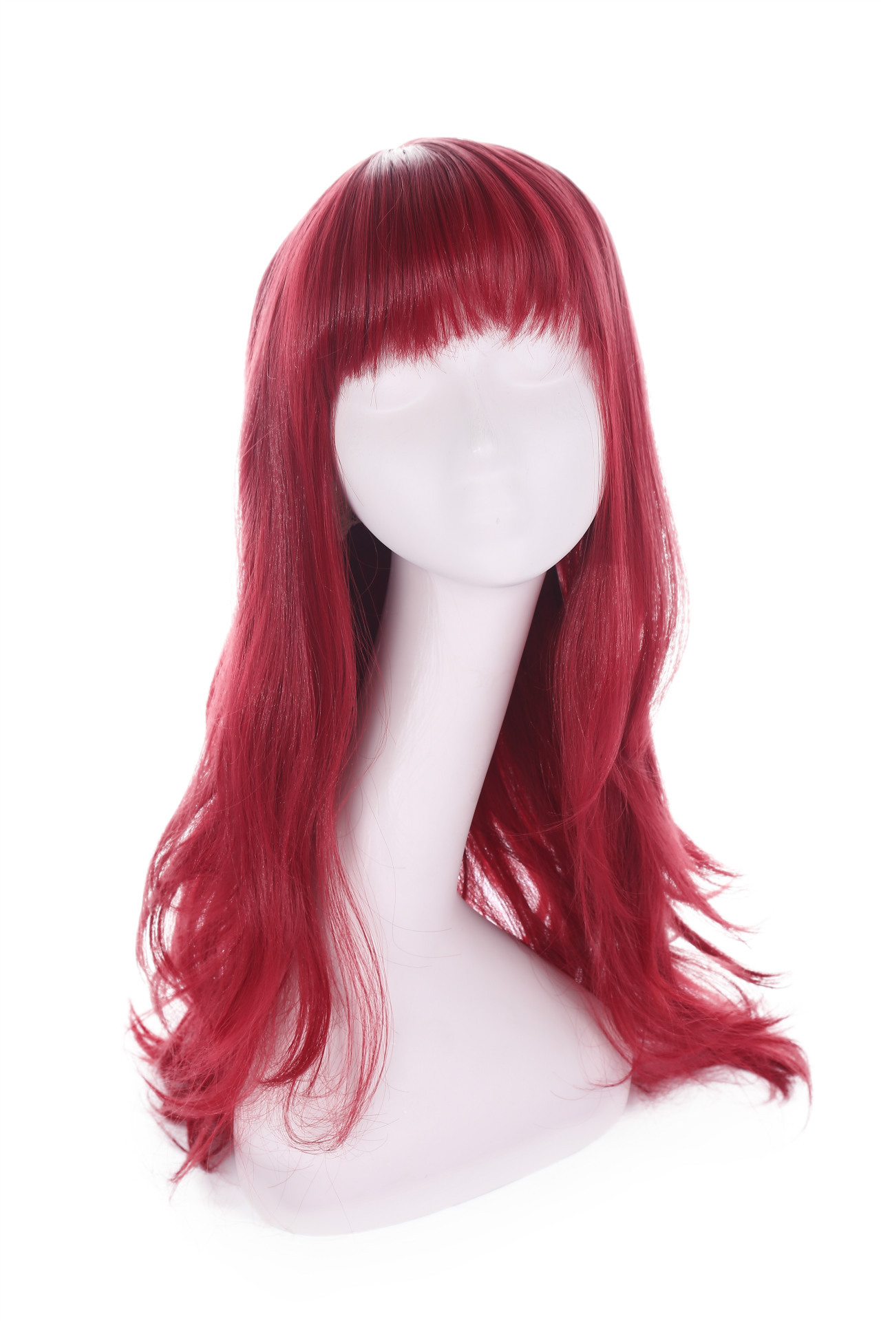 H047 cabello largo rojo frange rizado estilo europeo y americano
