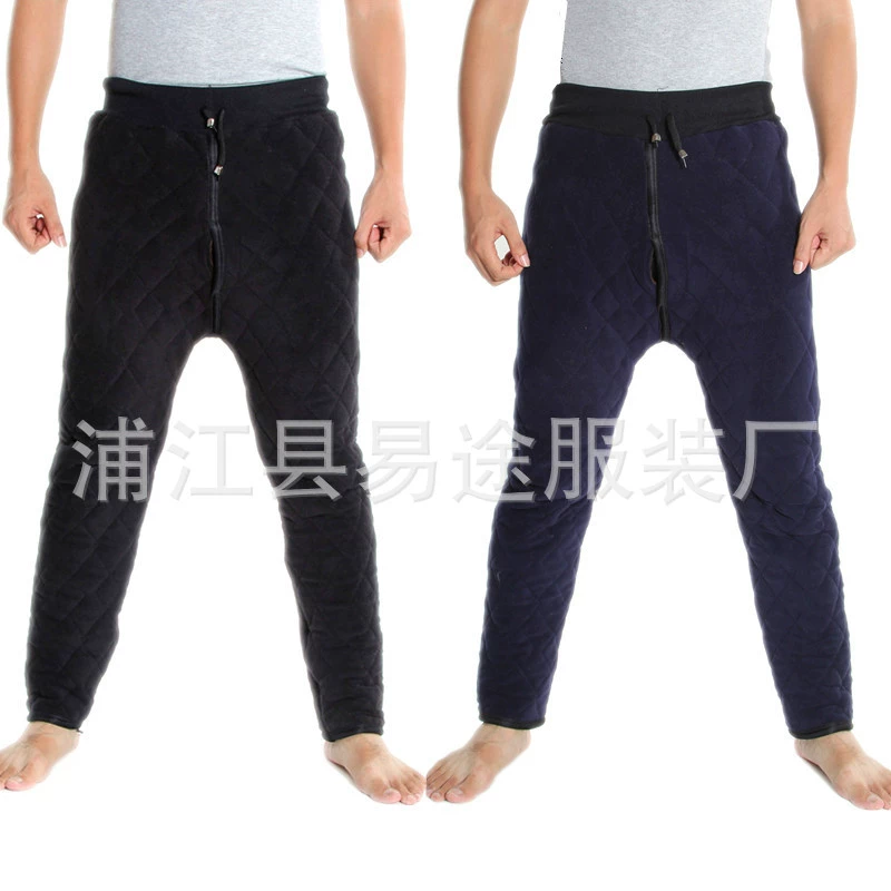 冬季加绒加厚男士银狐绒棉裤 双面绒保暖裤地摊货源中老年服装