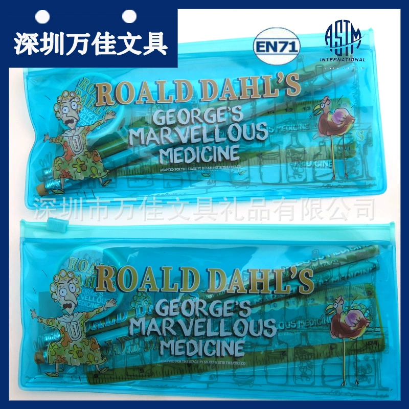 Blue cartoon stationery, set PVC